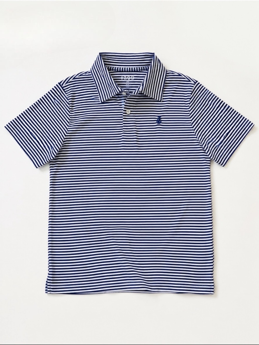 IZOD Boys Blue & White Striped Preppy Polo Shirt Size 8